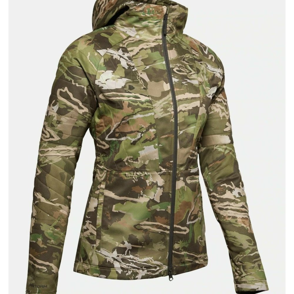 Womens Under Armour Hunting Jacket‎ XXL Forest Camo Mid Season Water Resistant